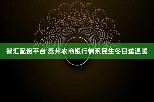 智汇配资平台 泰州农商银行情系民生冬日送温暖