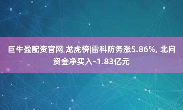 巨牛盈配资官网 龙虎榜|雷科防务涨5.86%, 北向资金净买入-1.83亿元