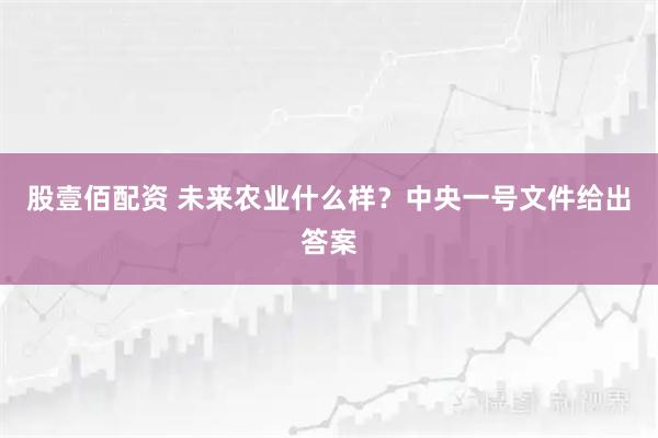 股壹佰配资 未来农业什么样？中央一号文件给出答案