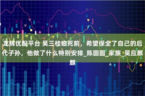 龙辉优配平台 吴三桂临死前，希望保全了自己的后代子孙，他做了什么特别安排_陈圆圆_家族_吴应麒