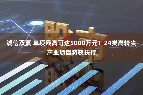诚信双赢 单项最高可达5000万元！24类高精尖产业项目将获扶持